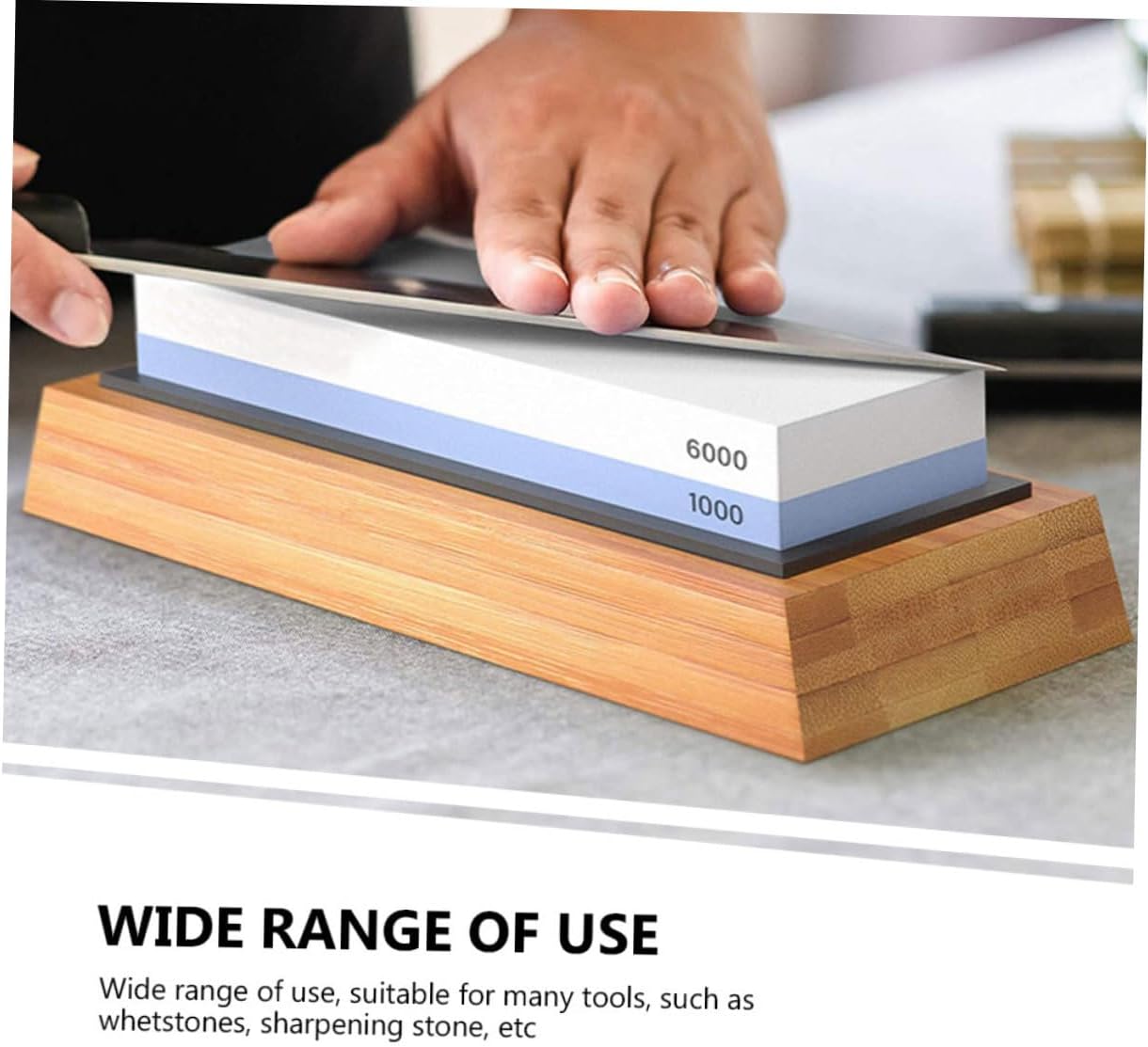 Uonlytech 5pcs Bamboo Whetstone Stand for Kitchen Scissors Knife Sharpening Stone Holder