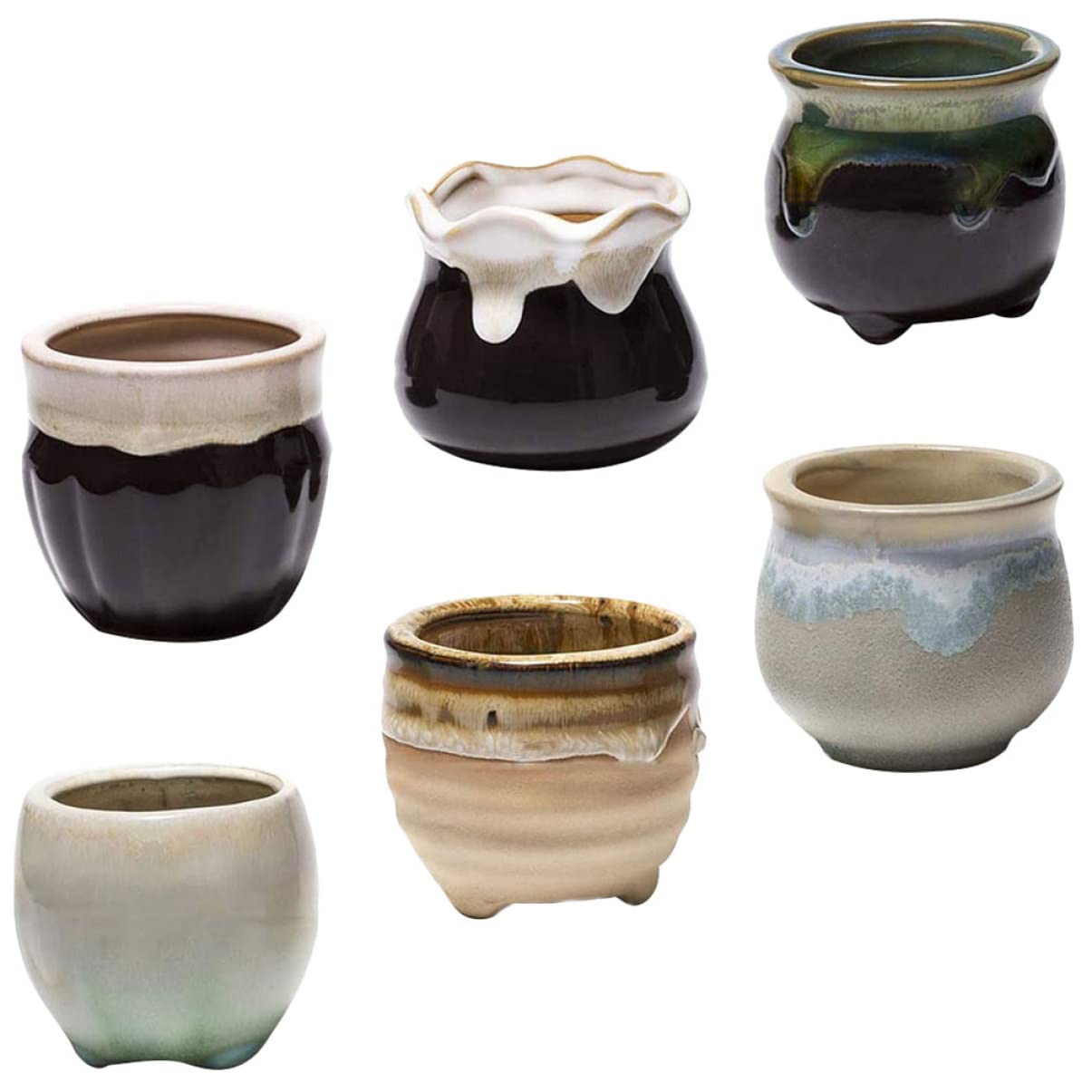 Pots à Bonsaï en Céramique ibasenice : Lot de 6 Jardinières pour Succulentes