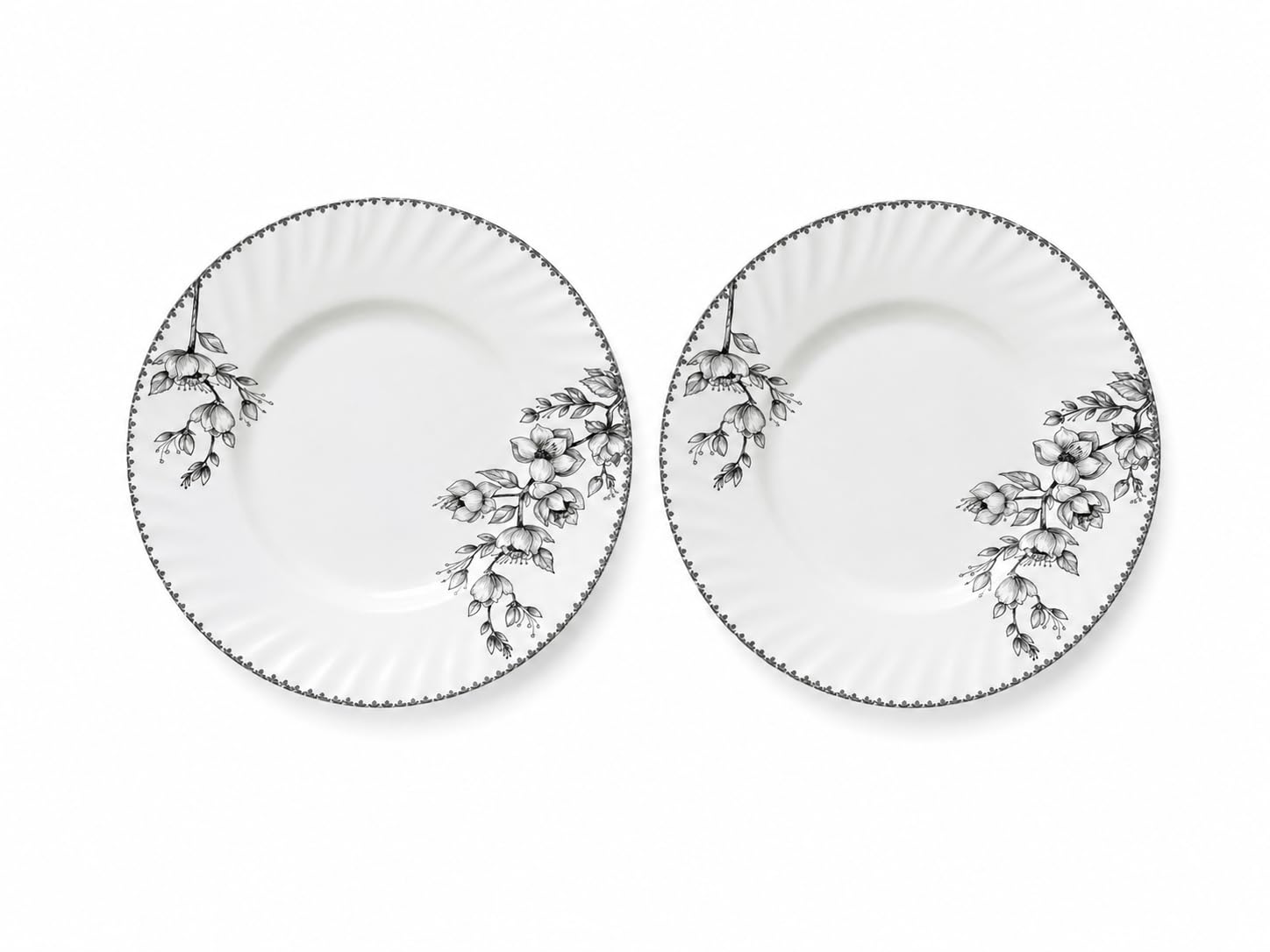 Melvio By Malti 2 Pcs Quarter Plate Set for Snacks & Dessert | Premium Melamine Side Plates with Floral Design | Microwave & Dishwasher Safe Small Serving Plates for Roti | White, 8 Inch-image-9