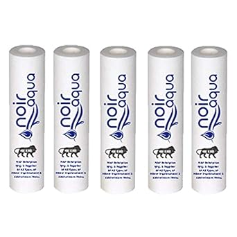 Noir Aqua PP Spun Filter/Cartridge for All Types of RO Water purifiers (10 Inch, 5 Micron) Pack of 5 | RO Water Purifier Cartridge, RO Spun Filter Cartridge Sponge Replacement Water Filter Candle