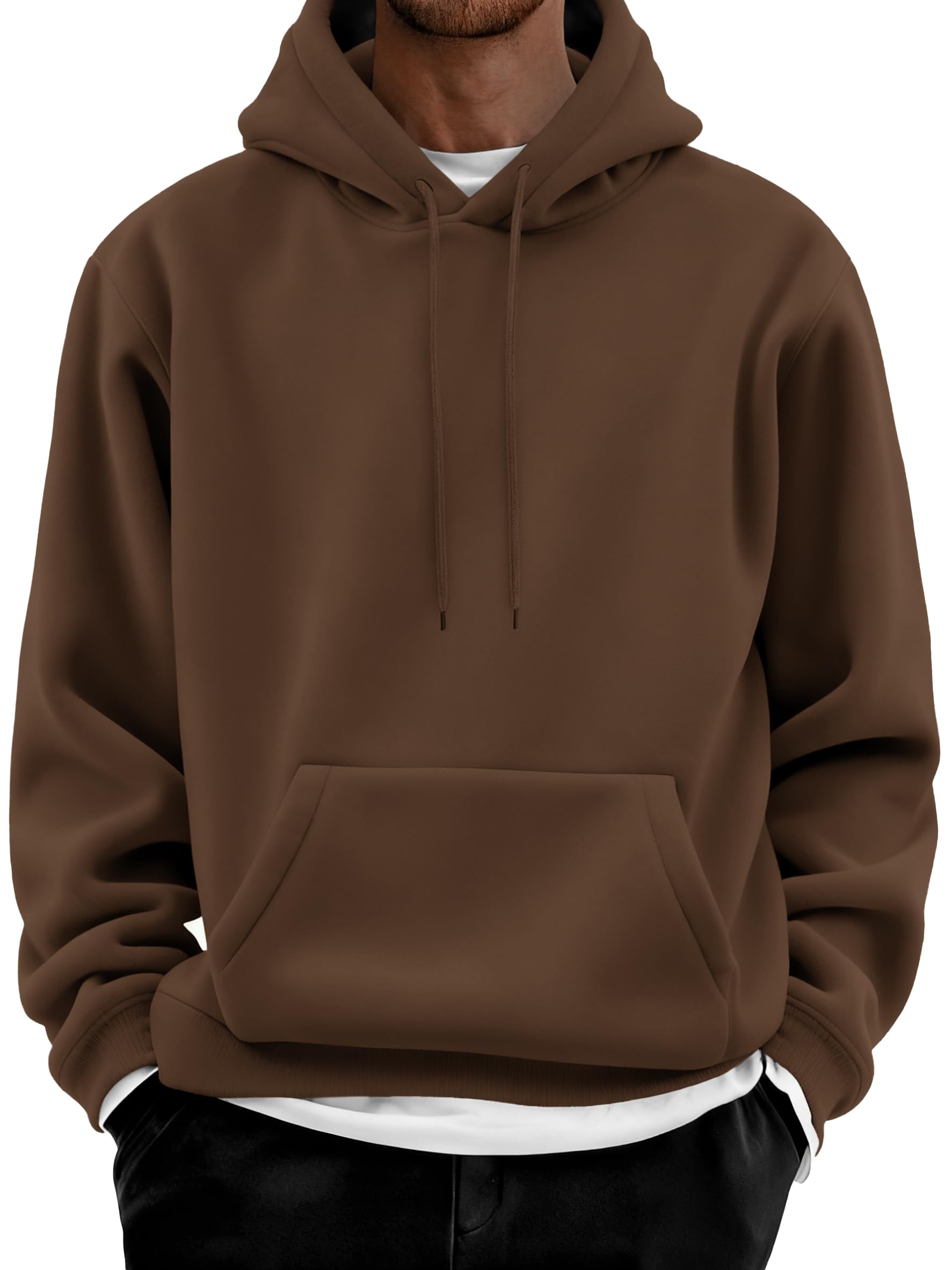 COOFANDY Men Cotton Fleece Hooded Sweatshirt Casual Long Sleeve Hoodies Pullover Fashion Drawstring Hoodie with Kanga Pocket