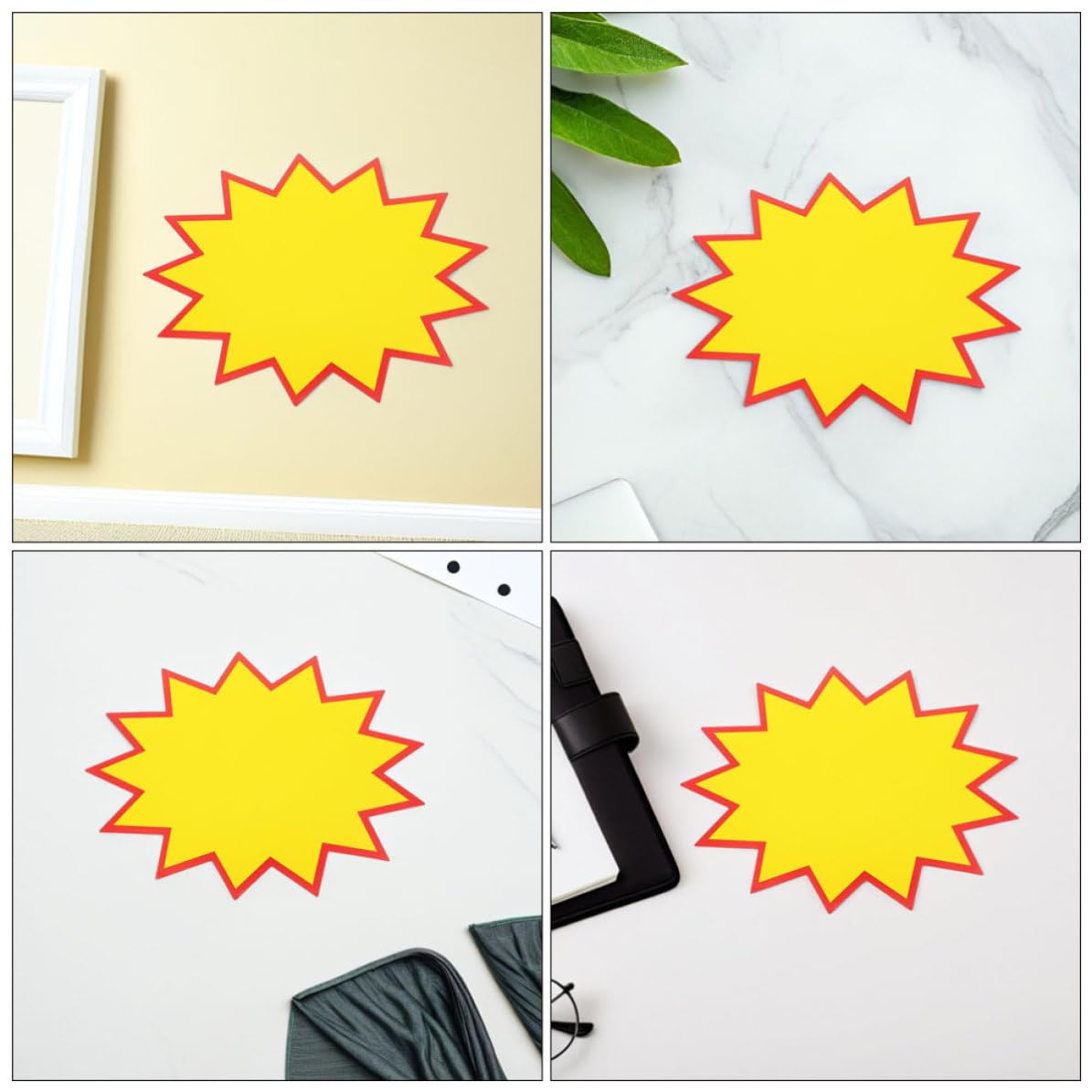 Étiquettes de Prix Usage Polyvalent en Papier Jaune D'étoile 200pcs Augmentent la Visibilité pour Magasins et Centres Commerciaux