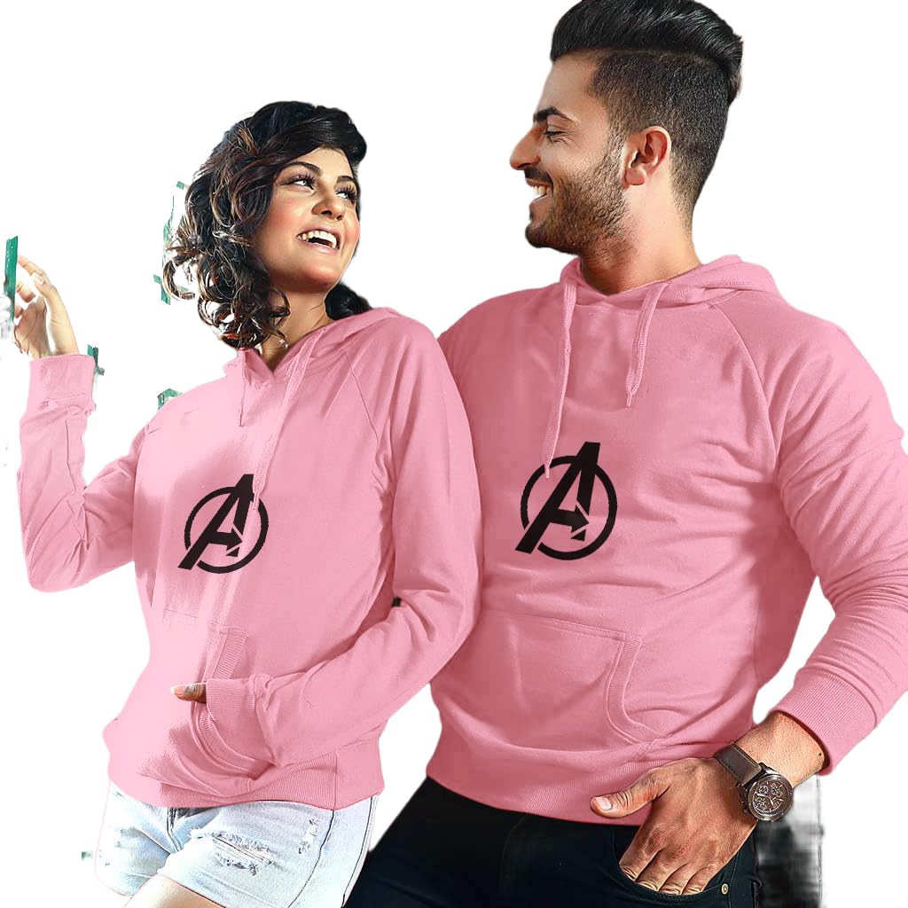 SATPURUSH Avanger - Camiseta casual de algodón de manga completa con estampado negro para hombre y mujer, gorro de mono cálido, cuello con capucha, ajuste regular, sudaderas con capucha para parejas