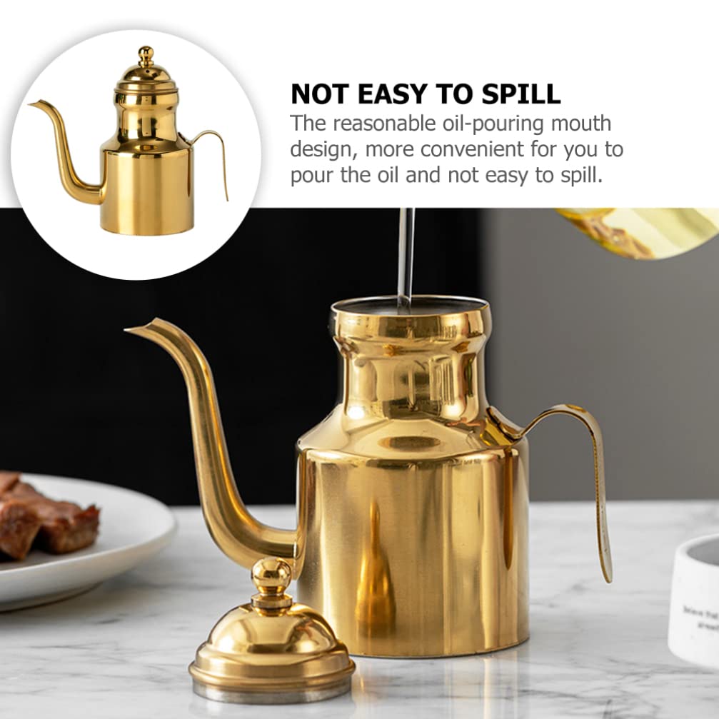 Stainless Steel Olive Oil Bottle 11oz Oil Dispenser with Drip Spout Leakproof Vinegar Pot Oil Pourer Kitchen Sauce Container