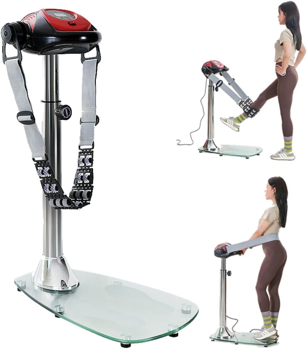 Vibration Fat Burning Machine - 20-Speed Whole Body Slimming Massager with Adjustable Straps, 360° Rolling Massage Beads for Waist/Hips/Arms/Legs, Compact Home Fitness Equipment