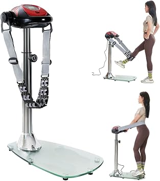 Vibration Plate Fitness Trainer,20-Speed Whole Body Workout Machine with Adjustable Straps,360 Rolling Massage Beads for Waist Hips Arms Legs,Compact Home Exercise Equipment