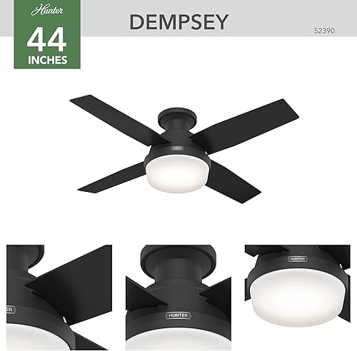 Miniatura 7 de Hunter Fan Company 52390 Dempsey Ventilador de techo, 44 pulgadas, negro mate