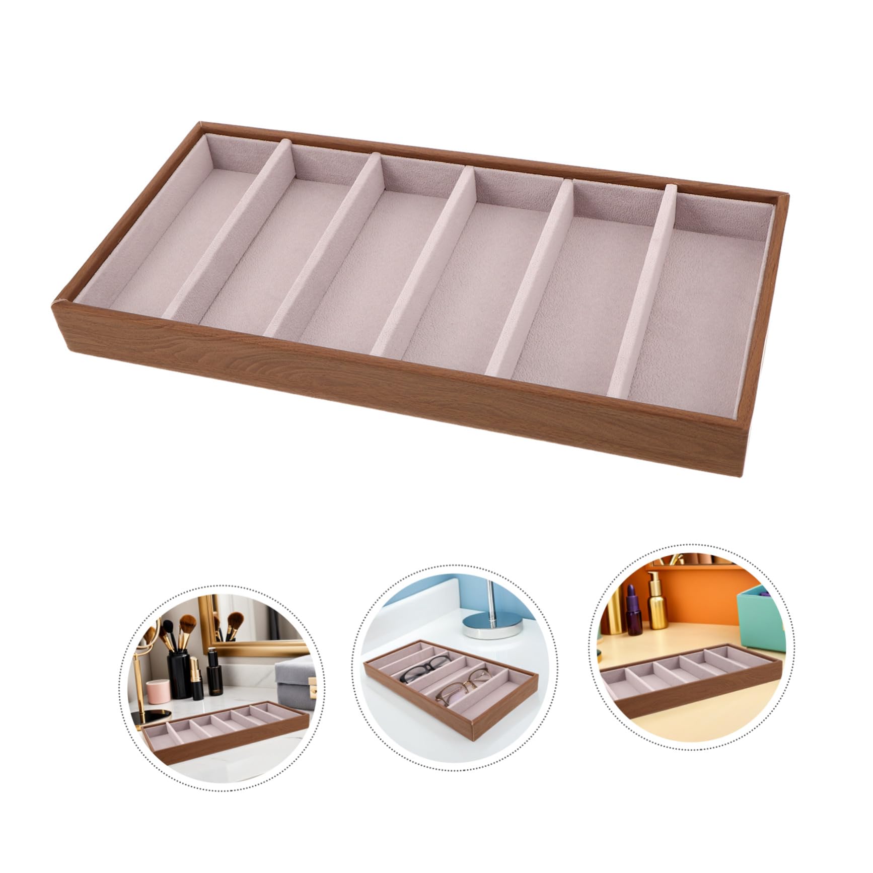 BESTYASH Estante de Exhibición para Guardar Gafas de Sol Caja de Madera para Almacenamiento de Joyas Organizador de Escritorio Compartimentos para Gafas Bandeja Organizadora para Uso