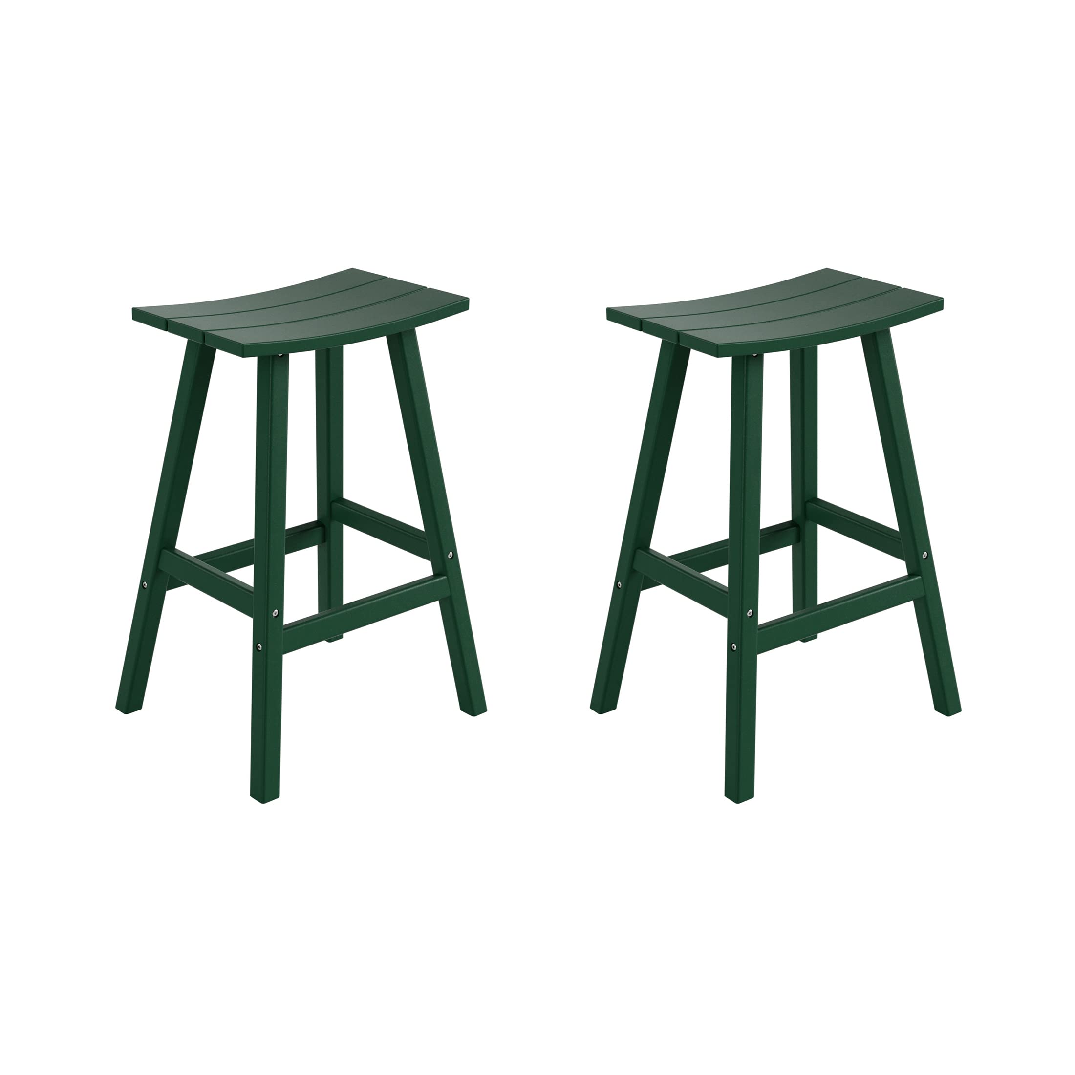 WestinTrends Malibu 29 Inch Outdoor Bar Stools Set of 2, All Weather Resistant Poly Lumber Adirondack Bar Height Stools, Dark Green