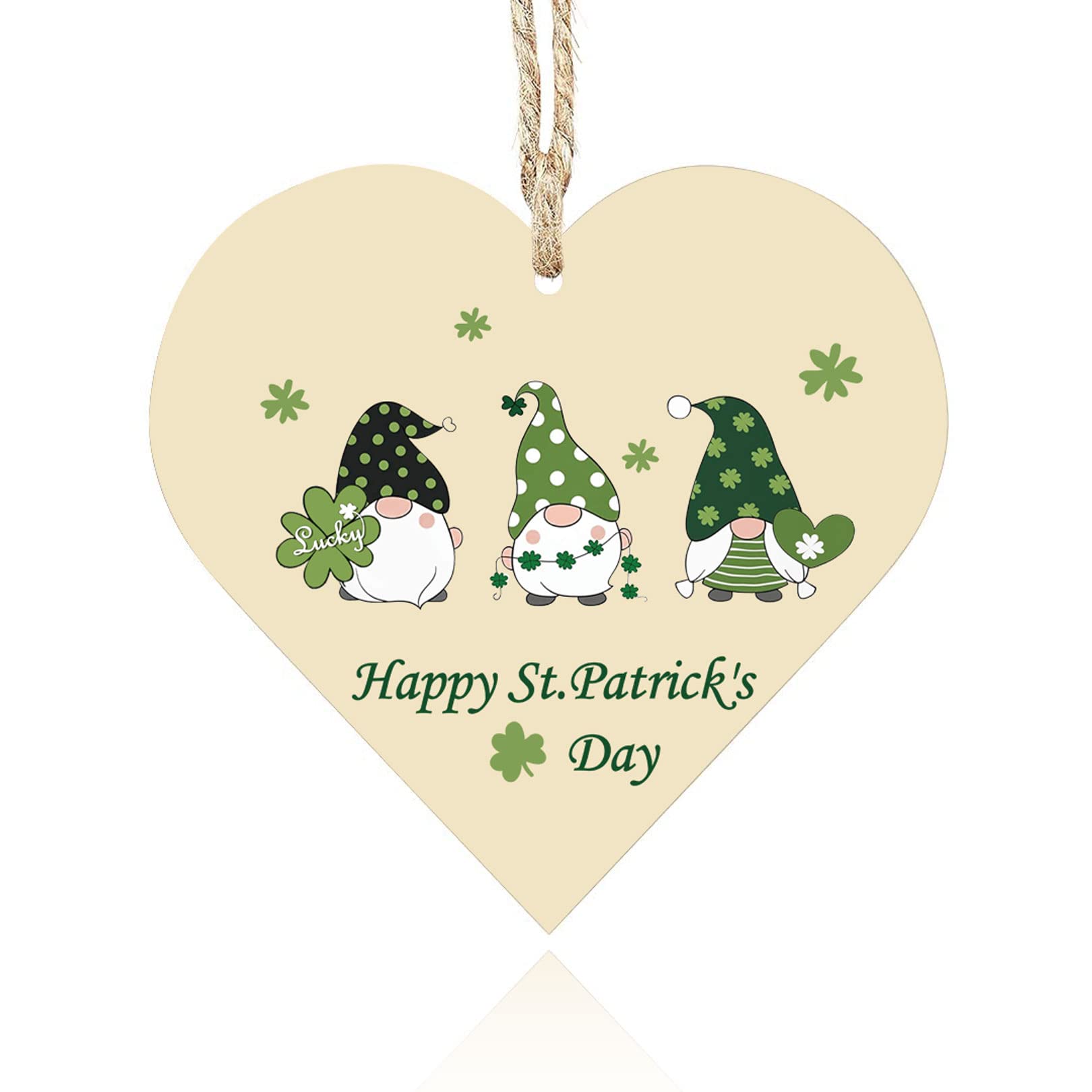 Jc.upin Green6 St Patricks Day Cards Saying Happy St Patrick's Day-Irish Day Cards Wooden Heart Hanging Plaque With Shamrock For Best Friend, Husband, Wife, Brother, Sister St Patricks Day Accessories Decorations
