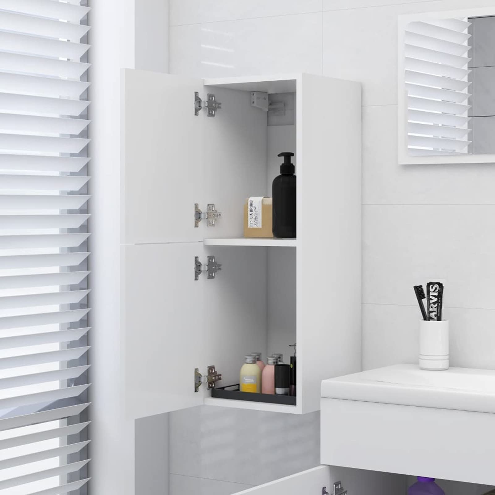 Festnight Armario de Baño Suspendido Blanco 30x30x80 cm - Columna Lavabo, Mueble Pared