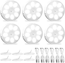 6 x USB Rechargeable Indoor LED Night Light with Motion Sensor, Motion Sensor for Lights, 8 LED 3 Modes (Auto/On/Off) for Cabinet, Stairs, Hallways, Bedroom