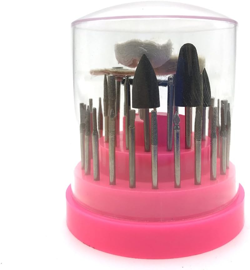 40 PCS low Speed Micro Polishing Drill Bits Set Includes Tungsten Carbide Burr, Silicone Polishers, Diamond Burs, Hair Brush by NSKR HPS (Red)