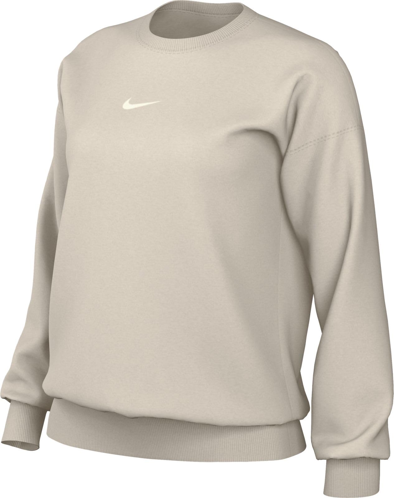 NIKE DQ5733-104 W NSW PHNX FLC OS CREW Sweatshirt Women's LT OREWOOD BRN/SAIL Size XL-S
