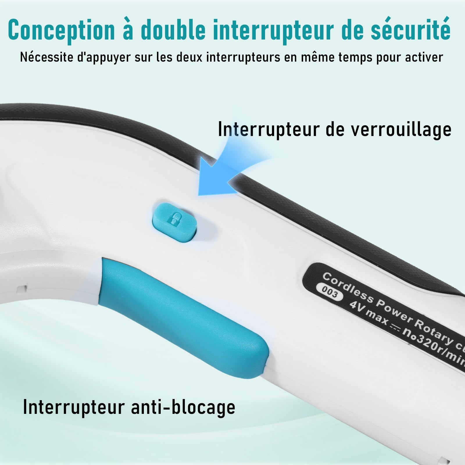 Cutter pour Carton 3,7 V Ciseaux Électriques, Cutter pour Carton Électrique avec Batterie 2000 mAh,Cutter Rotatif Universel sans Fil avec 2 Lames Auto-affûtantes pour Moquette,Cuir et Feutre