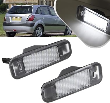 LED License Plate Light Assembly for 2006-2011 Kia Rio 5 Hatchback, OEM Fit Replacement Xenon White 18-SMD Number Plate Led Tag Light