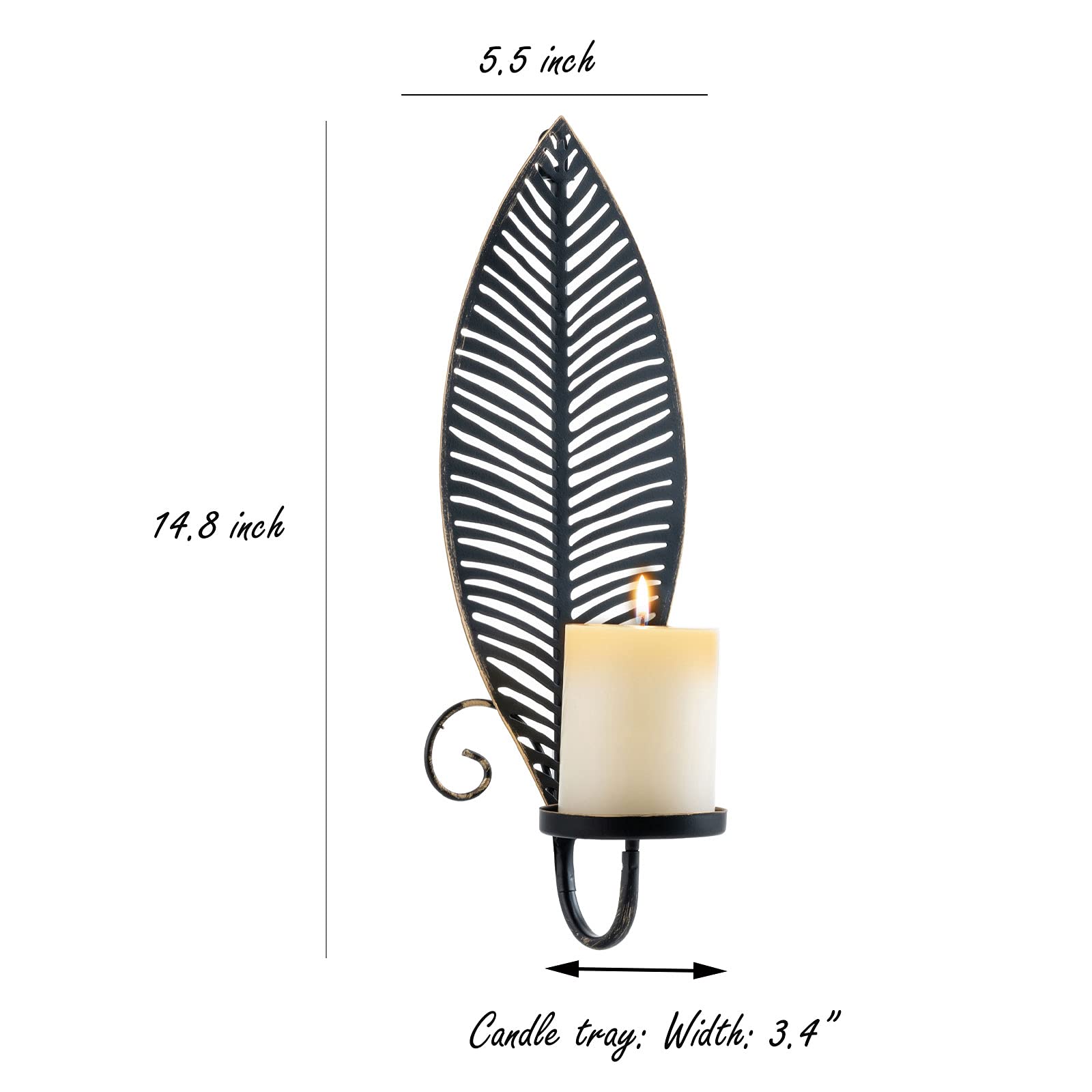 Wandkerzenleuchter Set Aus Eisen - 2-tlg. Schwarzer Kerzenhalter Mit Glas