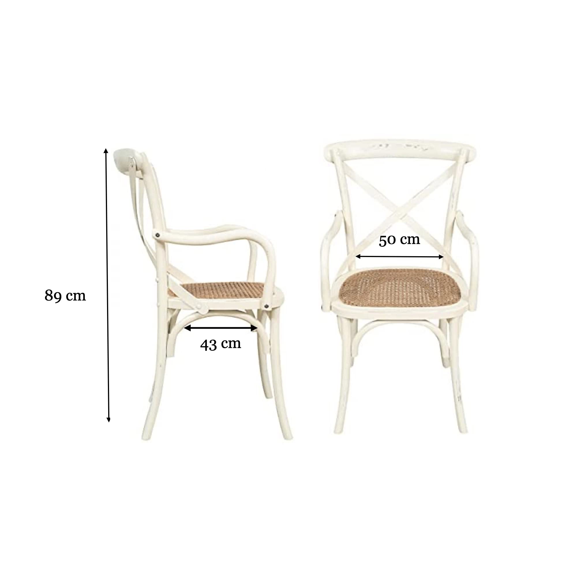 Biscottini Chaise Salle à Manger - Rotin, Bois, 89x43x50 cm - Chaise de Cuisine et Bistrot