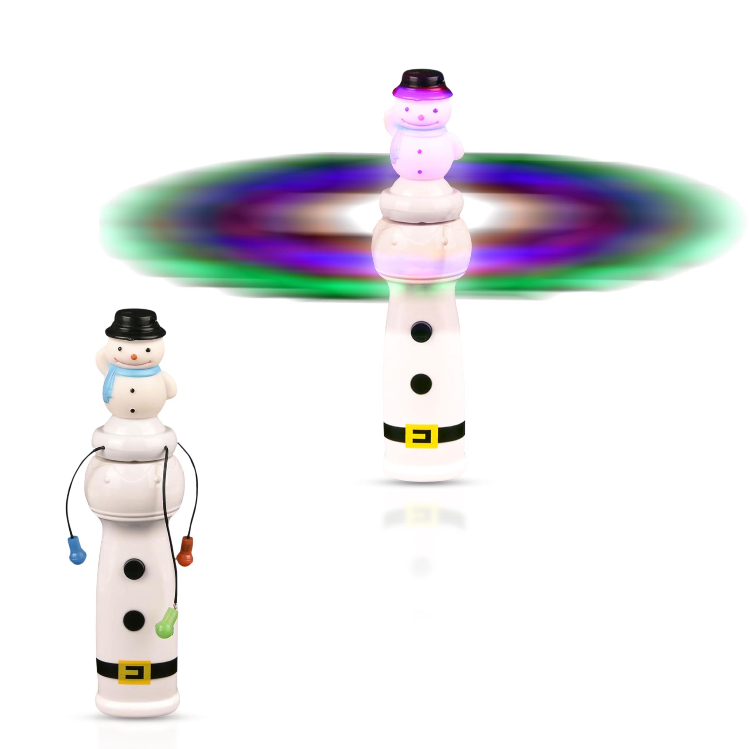 Forest & Twelfth Light Up Snowman Spinning Orbit Wand, Festive LED Toy with Kaleidoscopic Experience, Fun Winter Wonderland Christmas Toy for Kids, Stocking Stuffer Party Favors, Age 3+