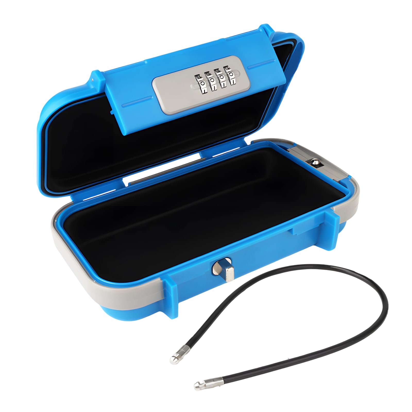 Portable Safe Box, wasserdichte Mini-Travel-Safe mit Kombinationsschloss, 4-stelligem Code-Lock, 54 cm abnehmbarem Stahlkabel, für Strand, Outdoor-Sport, Büro, Reisen, Homeoffice und Zuhause