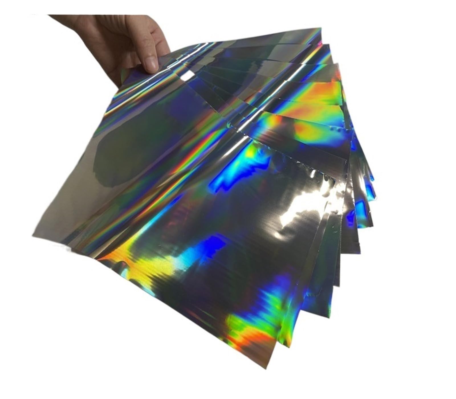 Rouleaux De Feuilles D'Or Tampon à feuille chaude format A4, papier doré, Toner laminé réactif for cartes en papier, 50 pièces Rouleaux De Feuilles D'Or Faits à La Main (Size : Silver Holographic)