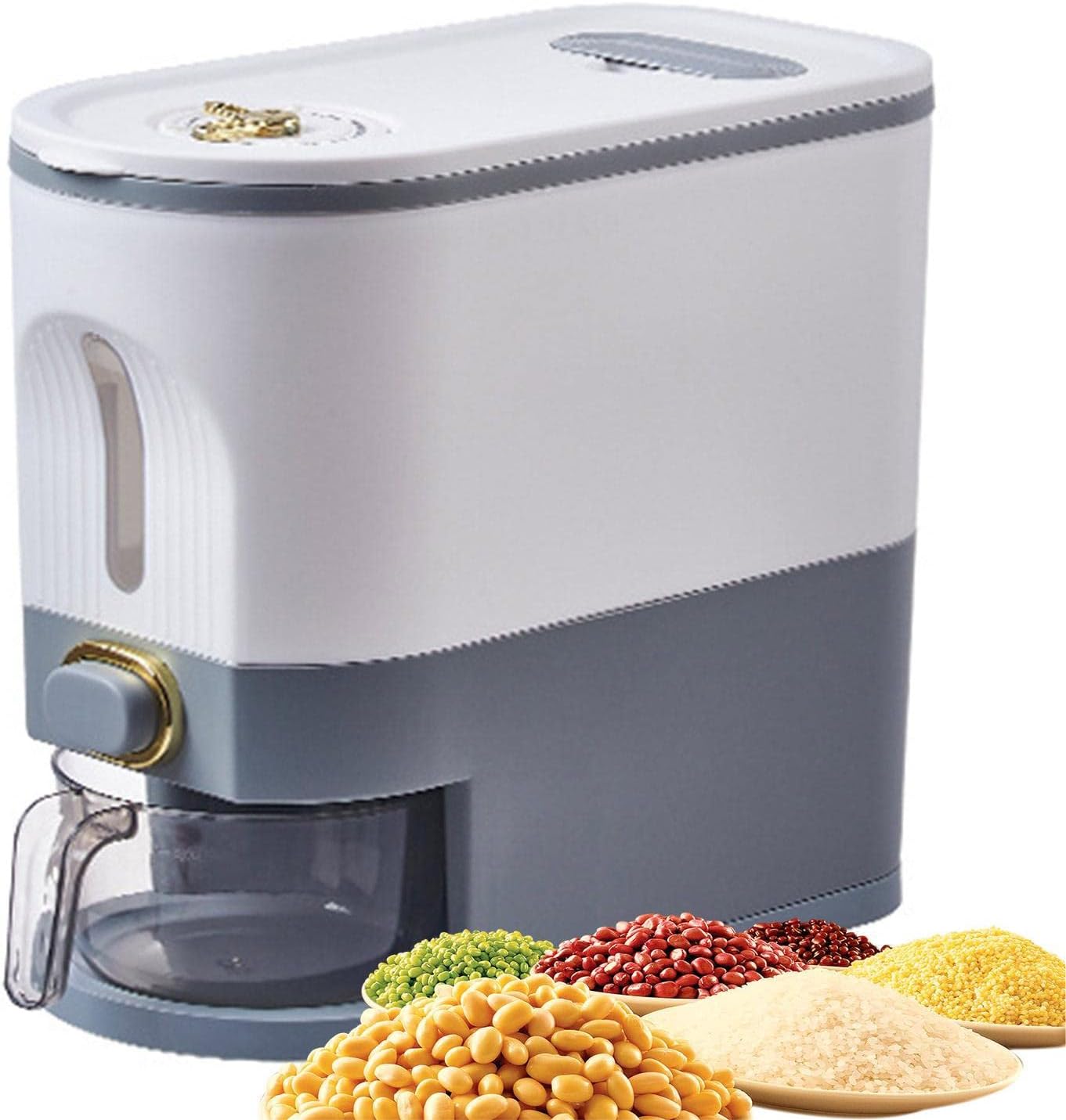 Rice Storage Bin, Airtight Rice Dispenser, Large Sealed