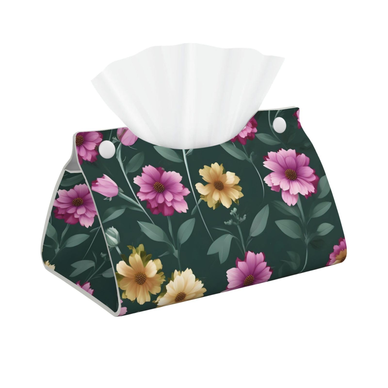 Beautiful purple flowers Long Leather Tissue Box Cover-Waterproof PU Leather Tissue Holder for Bathroom, Decorative Rectangular Tissue Case