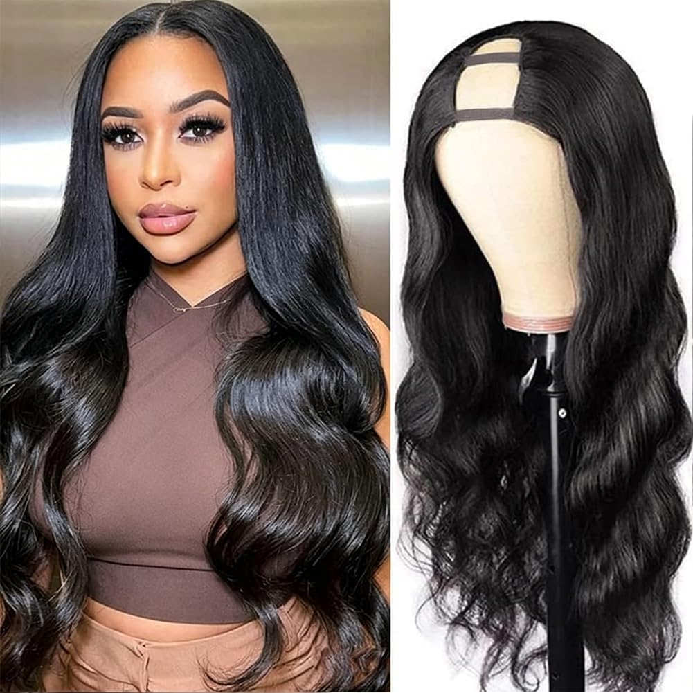 Amella U Part human hair Wig 18 inch Full Head U Shape Clip in Wigs Upart Wig Human Hair Body Wave Half Wig Human Hair Extension for Black Women