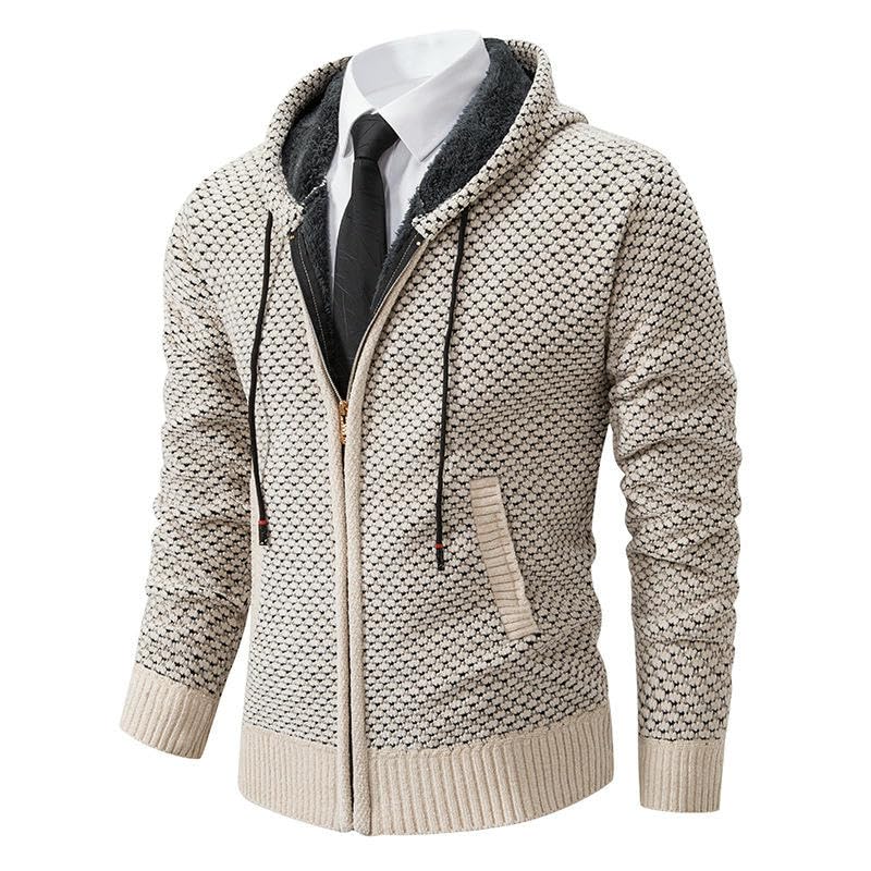 Pull à capuche en tricot épais uni homme décontracté pour l'automne - 2