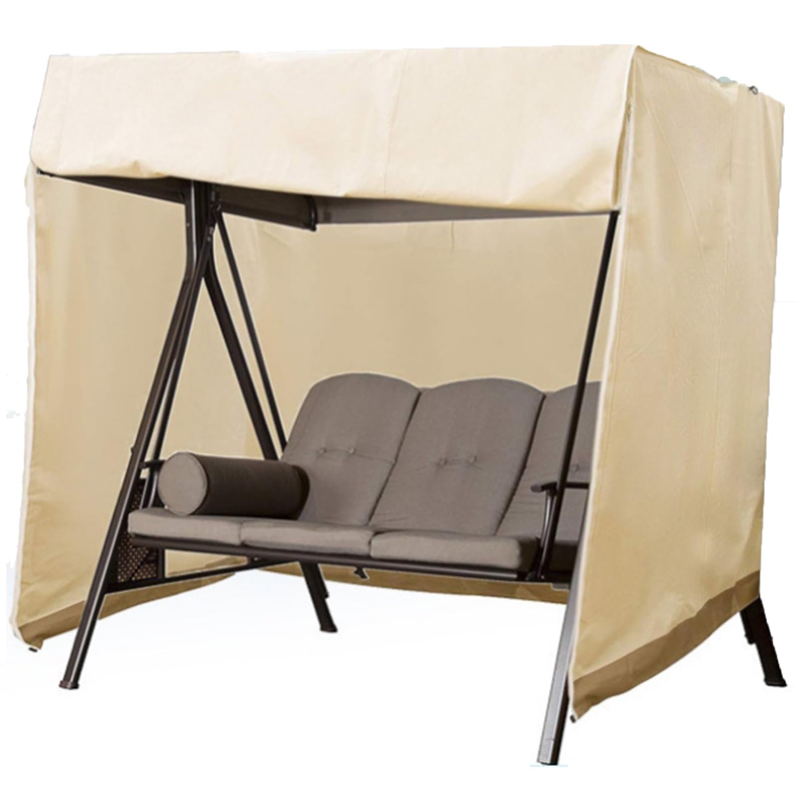 Housse de Balancelle de Jardin 2 Places Imperméable, 210D Oxford Imperméable Bâche de Balancelle Anti-UV Couverture de Protection Balançoire, pour Jardins et Terrasses(Coffee color,165*127*170cm)