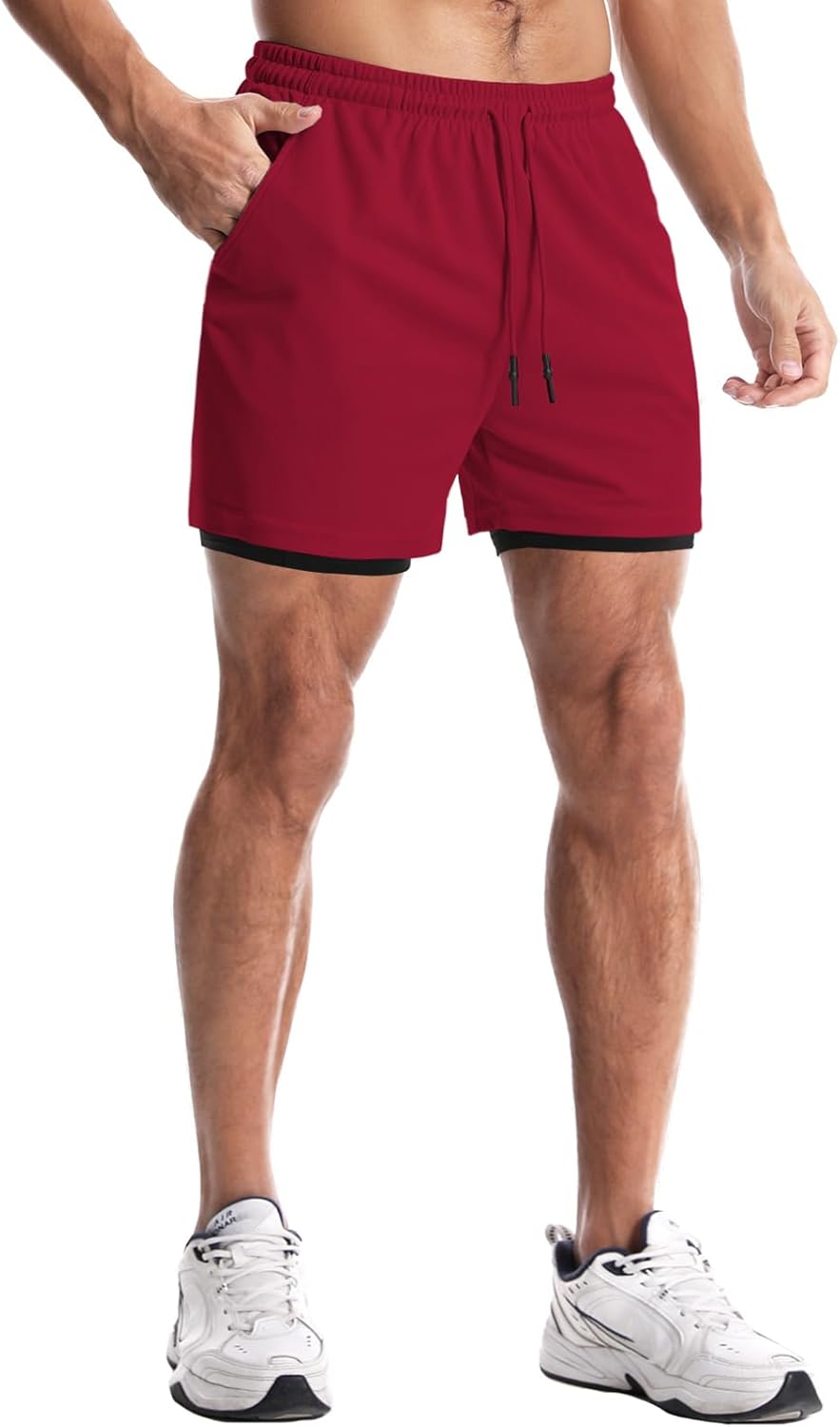 Aolesy Men's Gym Shorts with Liner 5"/7"/9" Lightweight Running Shorts Mesh Workout Athletic Shorts with Pockets - Image 3
