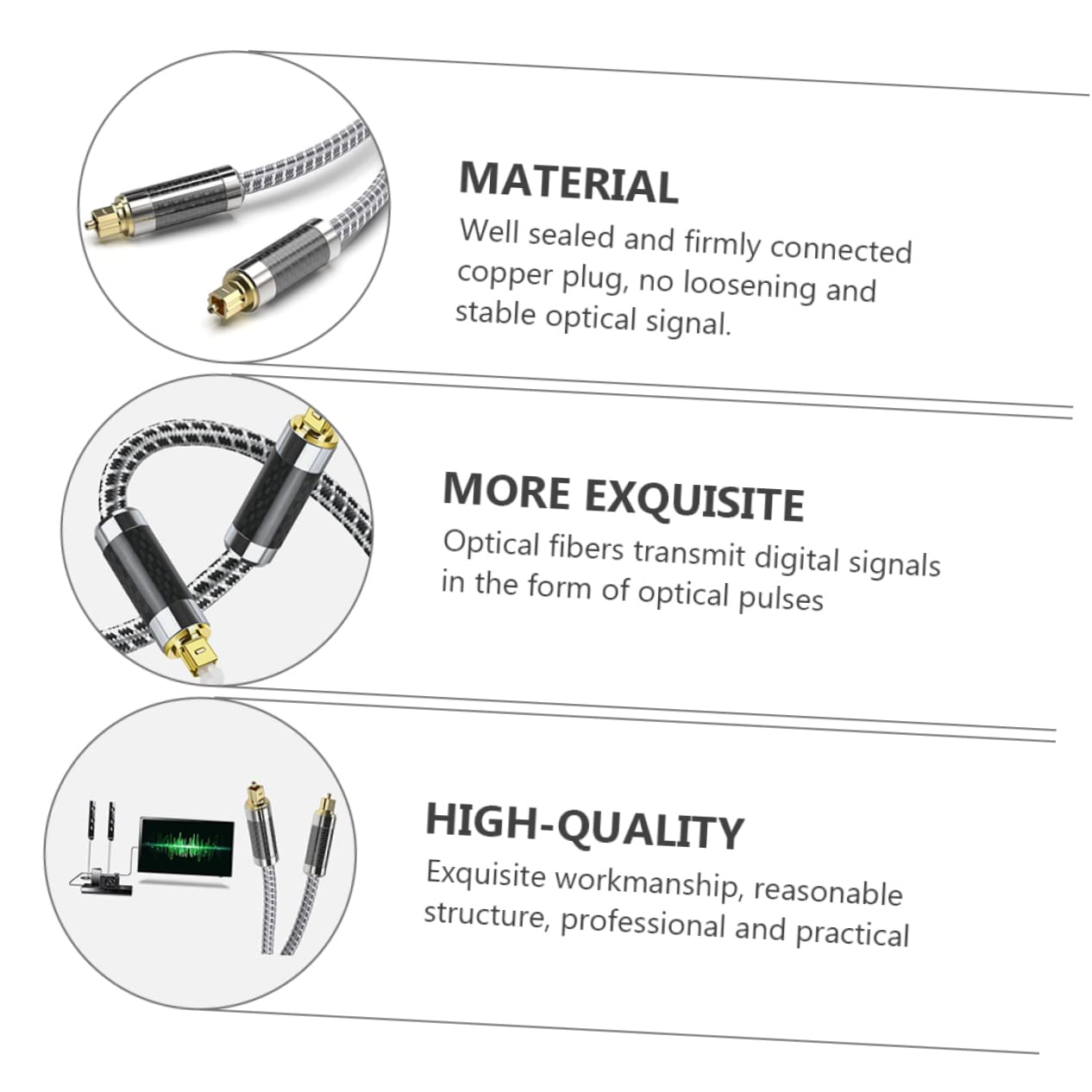 UPKOCH Cavo Audio Ottico da Metri Cavo Audio Digitale Maschio-maschio Trasmissione senza Interferenze Connettori Placcati in Oro Uso per Tv