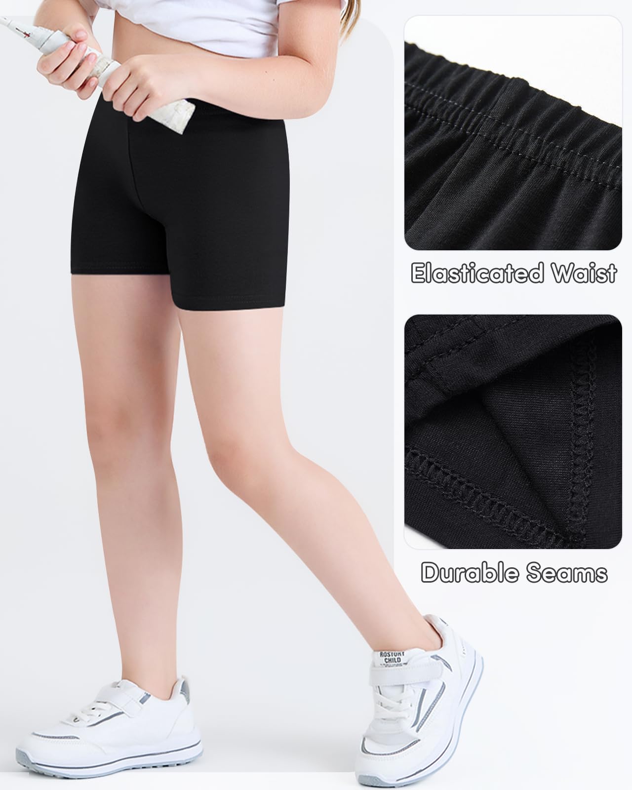 Domee Shorts Pantalones Cortos Leggings Deporte Verano Algodón Niñas 3 Pack