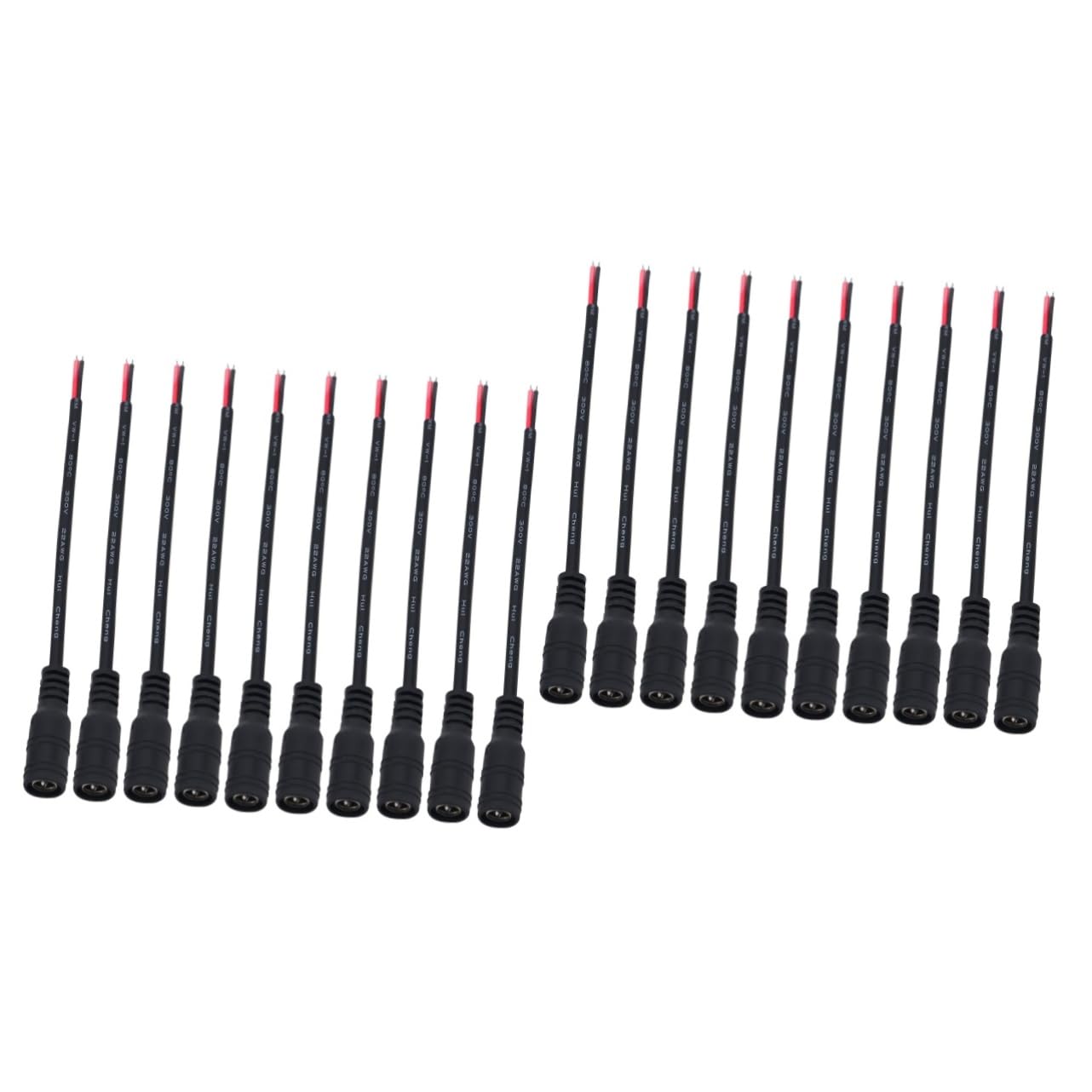 KICHOUSE 2sets Female Power Connector Plug CCTV Wire Connectors 12v Dc Jack CCTV Camera Cable Adapter Cable 10pcs*2