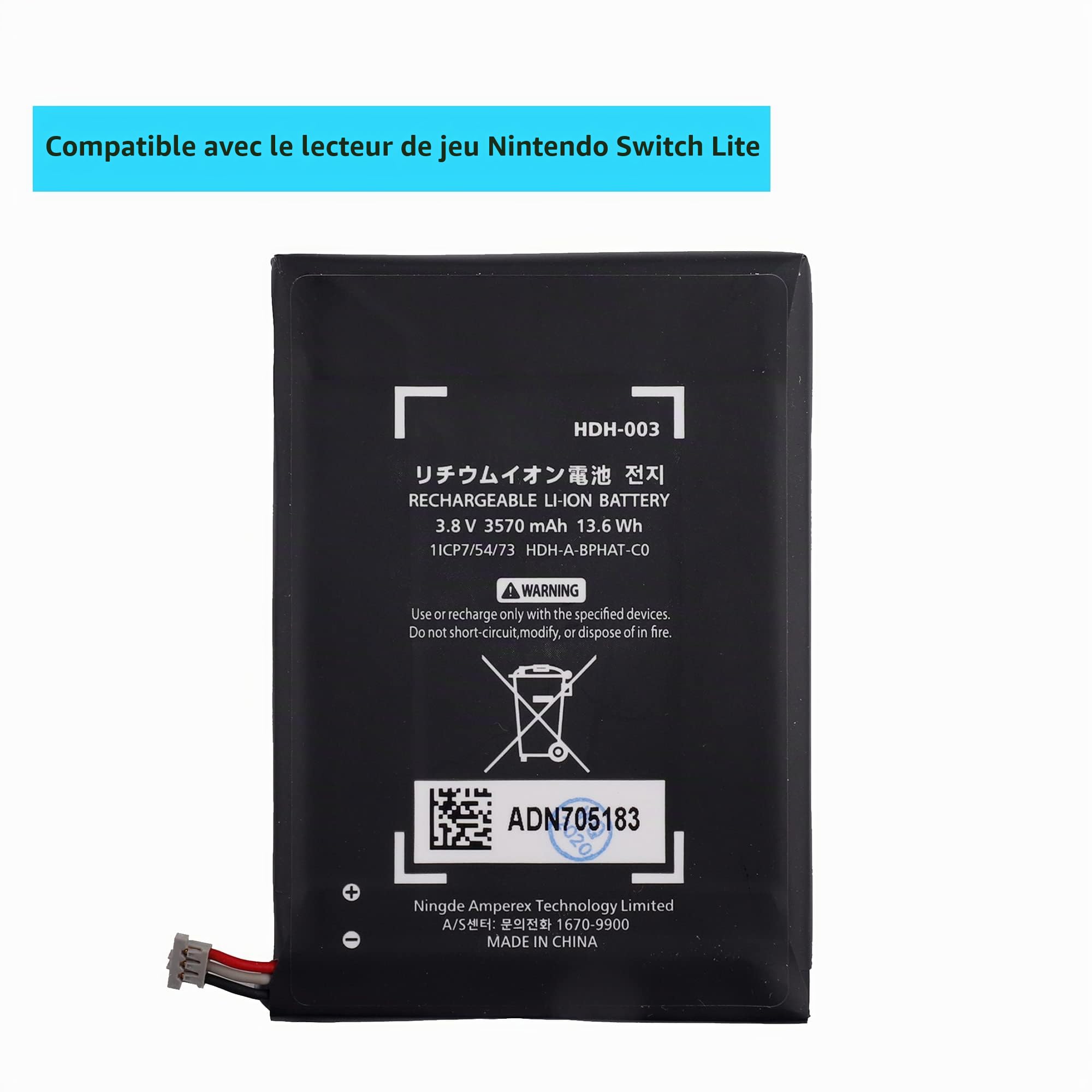 Batterie compatible avec Switch HDH-001 HDH-002 Switch Lite Switch Lite avec kit d'outils