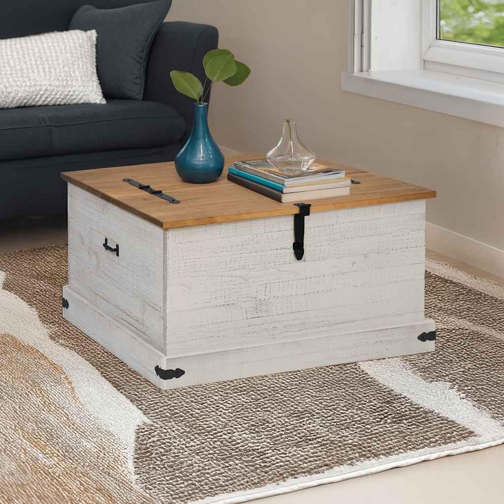 Baúl de almacenamiento Halden blanco 91 x 91 x 47 cm, madera maciza, caja de almacenamiento para entrada, salón, dormitorio, pasillo,