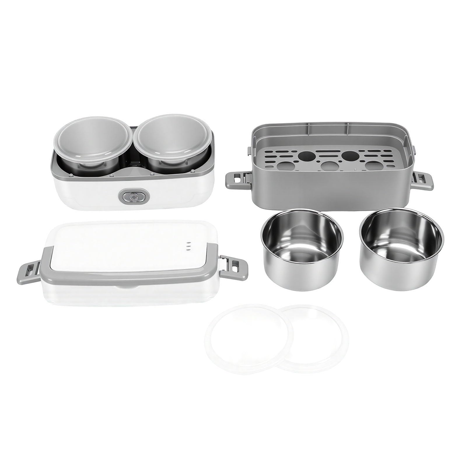Cocoarm Fiambrera Eléctrica de Acero Inoxidable con Calefacción de Doble Capa, Recalentamiento de 15 Minutos, 149 F, Mantenimiento Cálido, 6 Horas, Calentador de Almuerzo Portátil para el Trabajo,