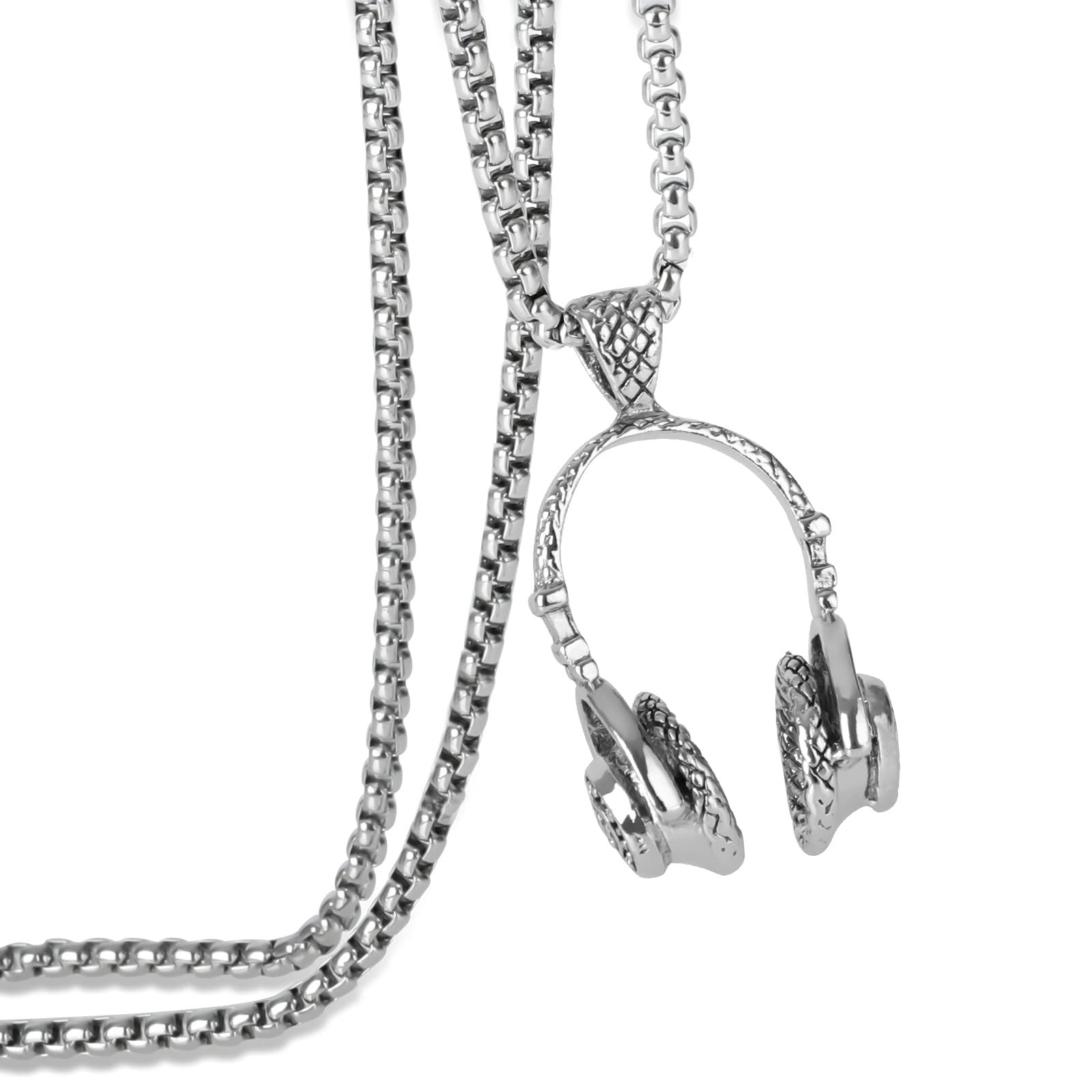 DOHAOOEDOHAOOE Hip Hop Punk Pendant Necklace Men Women Chain Silver Stainless Steel Titanium Steel Necklace