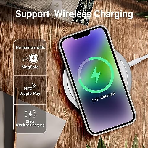 Image of VONZEE Microfiber Candy Case Compatible for iPhone 13 / iPhone 14 6.1 Inch Shockproof Slim Back Cover Liquid Silicone Case - Off White