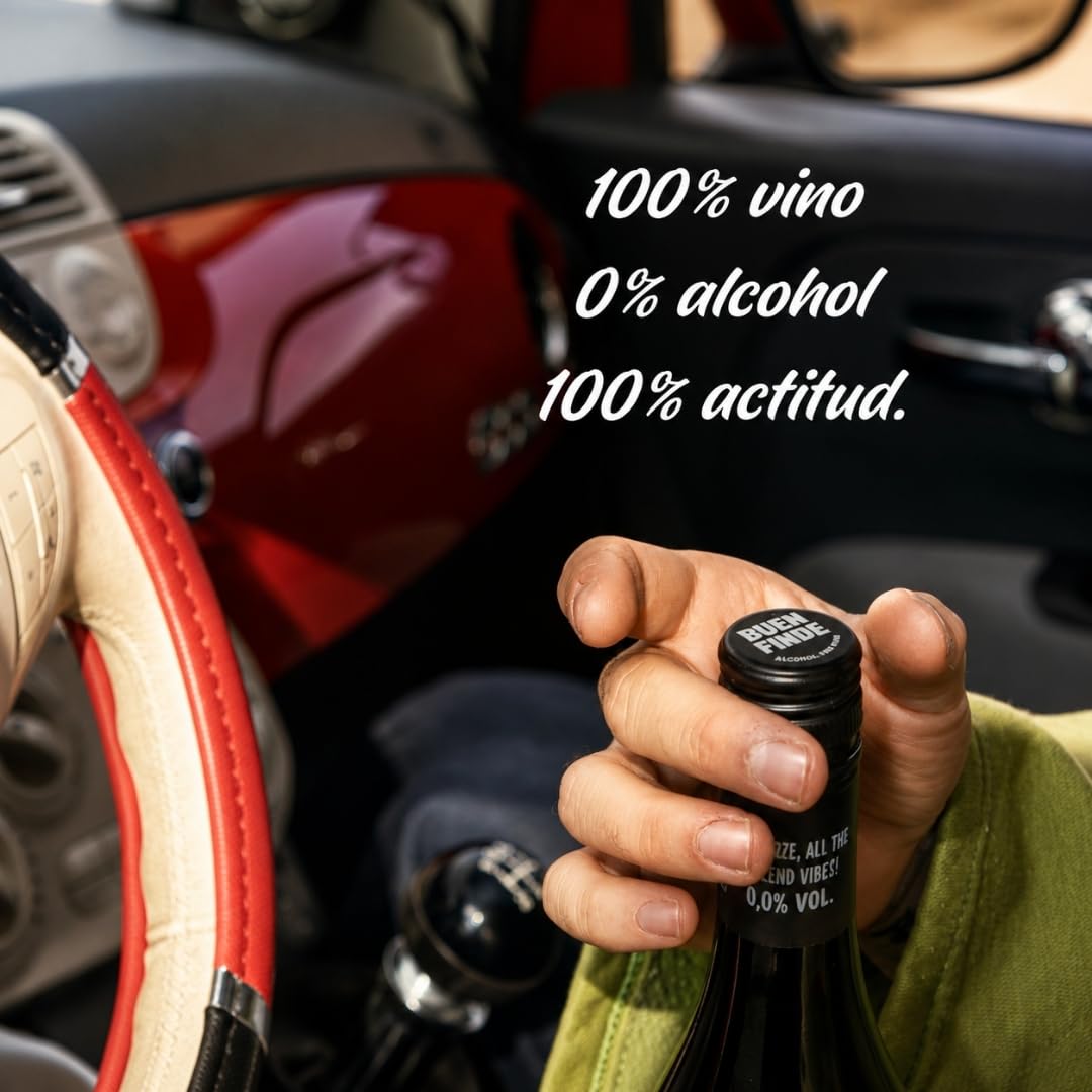 Buen Finde® Vino Sin Alcohol 0,0% Tinto Tempranillo | Pack 6 Botellas x 750 ml | Vino Desalcoholizado Premium | Bajo en calorías, vegano, equilibrado y afrutado