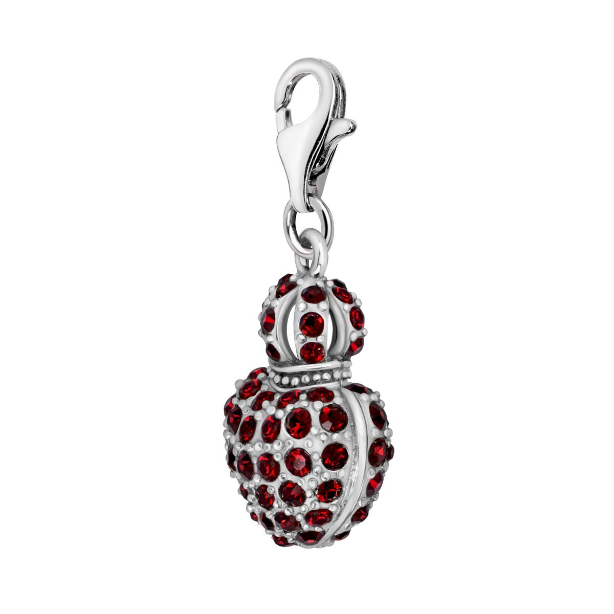 Quiges Charm Pendentif en Argent 925 Coeurs avec Couronne avec Fermoir