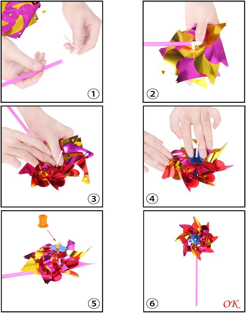 10pcs Windmill Pinwheel Wind Spinner Toy Garden Party Decor Rainbow Pinwheel