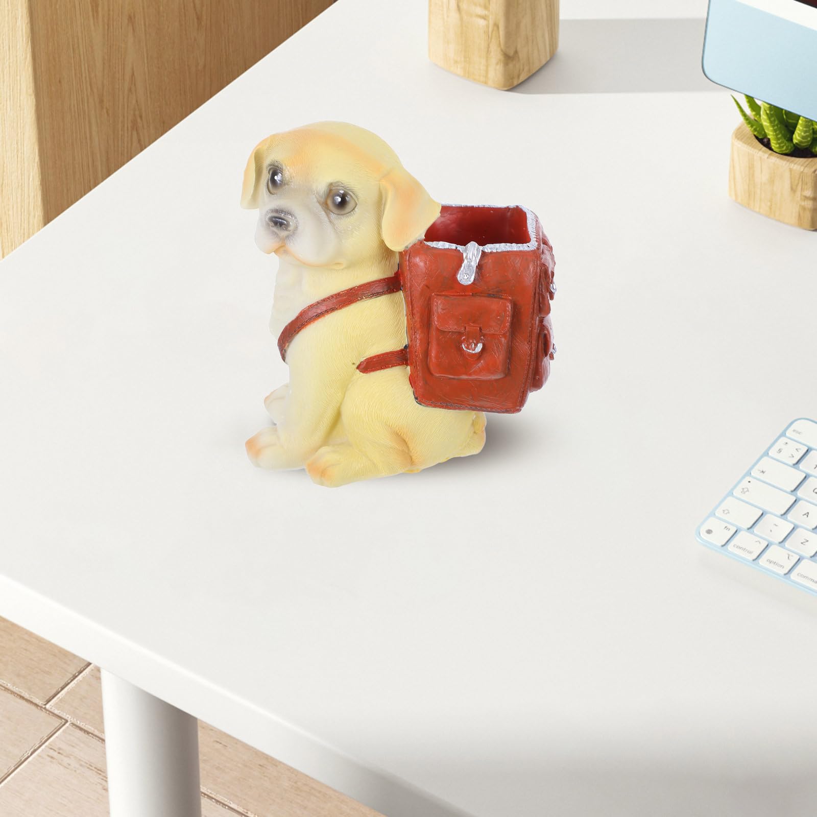 PRETYZOOM Portapenne e Facile da Pulire in Resina per Organizzatore Desktop per a Forma di Cane Marrone Carino per Ufficio e Spazio di Lavoro