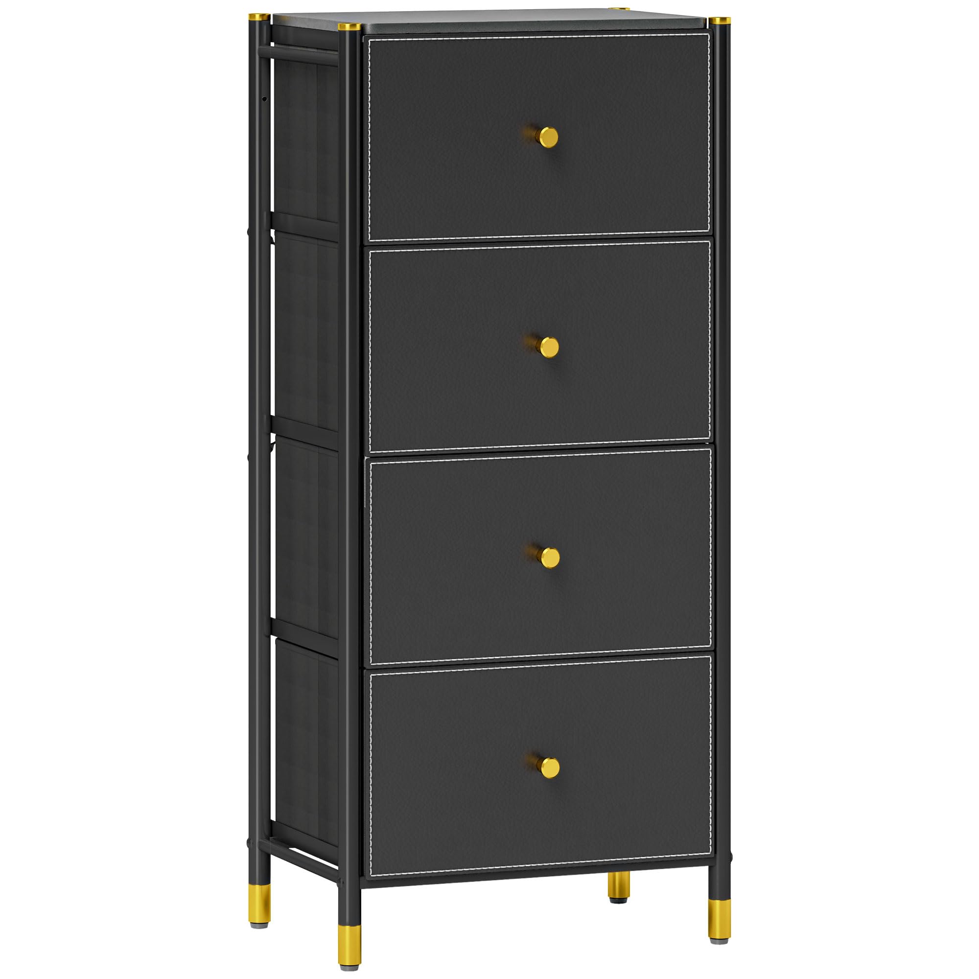 HOMCOM Cómoda para Dormitorio Cajonera de Tela 4 Cajones Plegables Negro