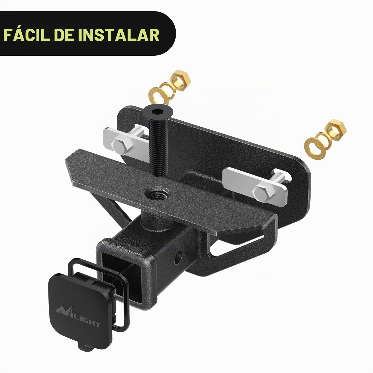 Nilight Receptor de Enganche de Remolque Trasero de 2 Pulgadas, Clase 3, Enganche de Remolque y Kit de Cubierta, se Adapta a Dodge Ram 1500 2003-2018 y Ram 2500/3500 2003-2013, Combo de Remolque con