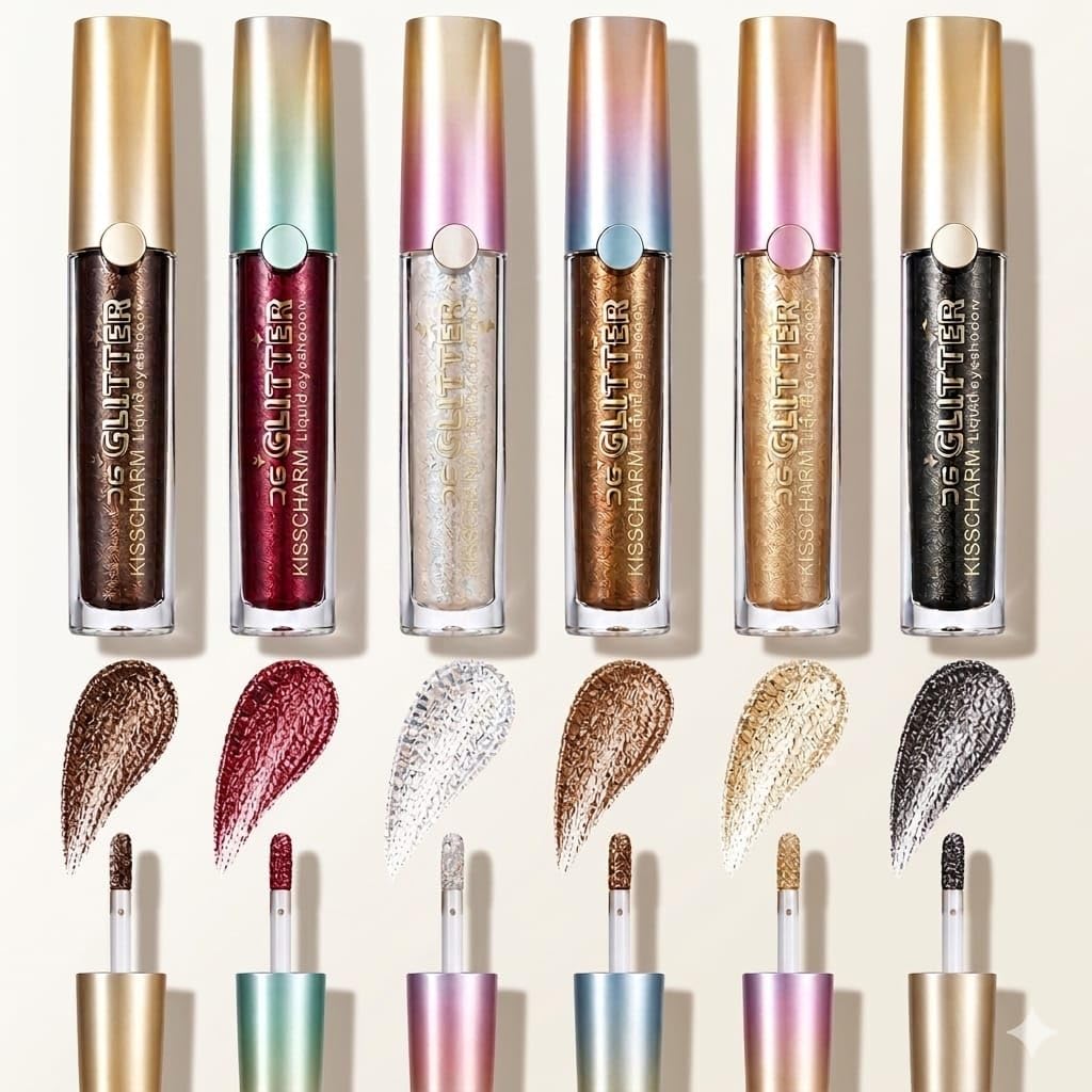 6 Pcs Metallic Liquid Glitter Eyeshadow Set for Women & Girls | Waterproof Shimmer Liquid Eyeshadow | Long-Lasting Highly Pigmented Eye Makeup Kit-image-43
