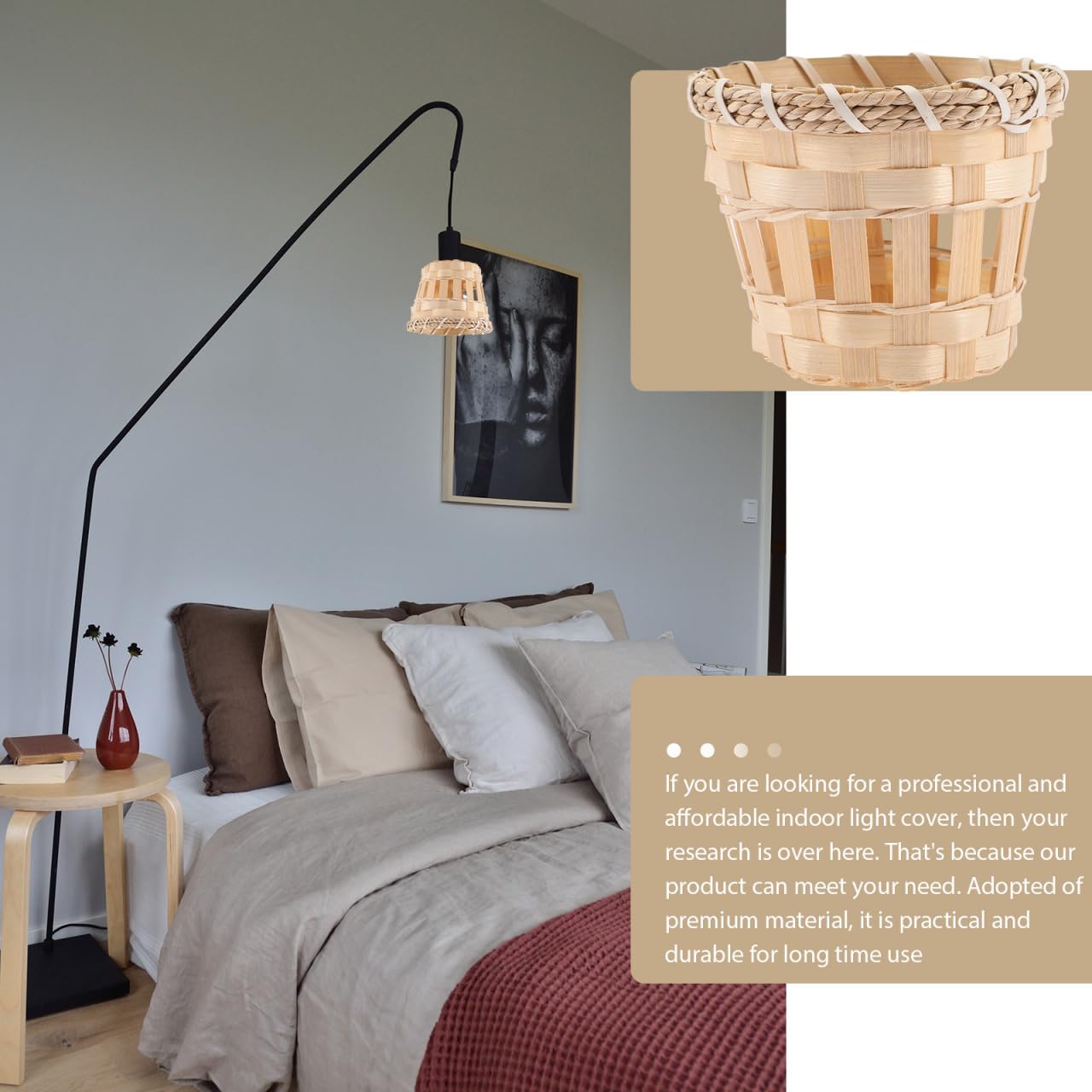 DOITOOL Paralume in Bambù Intrecciato 4 Pezzi 4.13X4.13X3.15In Paralume Piccolo Per Lampada a Soffitto E Lampada Da Comodino Copertura Interna Per Illuminazione Casa Hotel E Studio