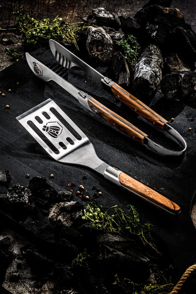 Laguiole Style de Vie Grillzubehör Set Luxury Line, 2-teilig, Olivenholz