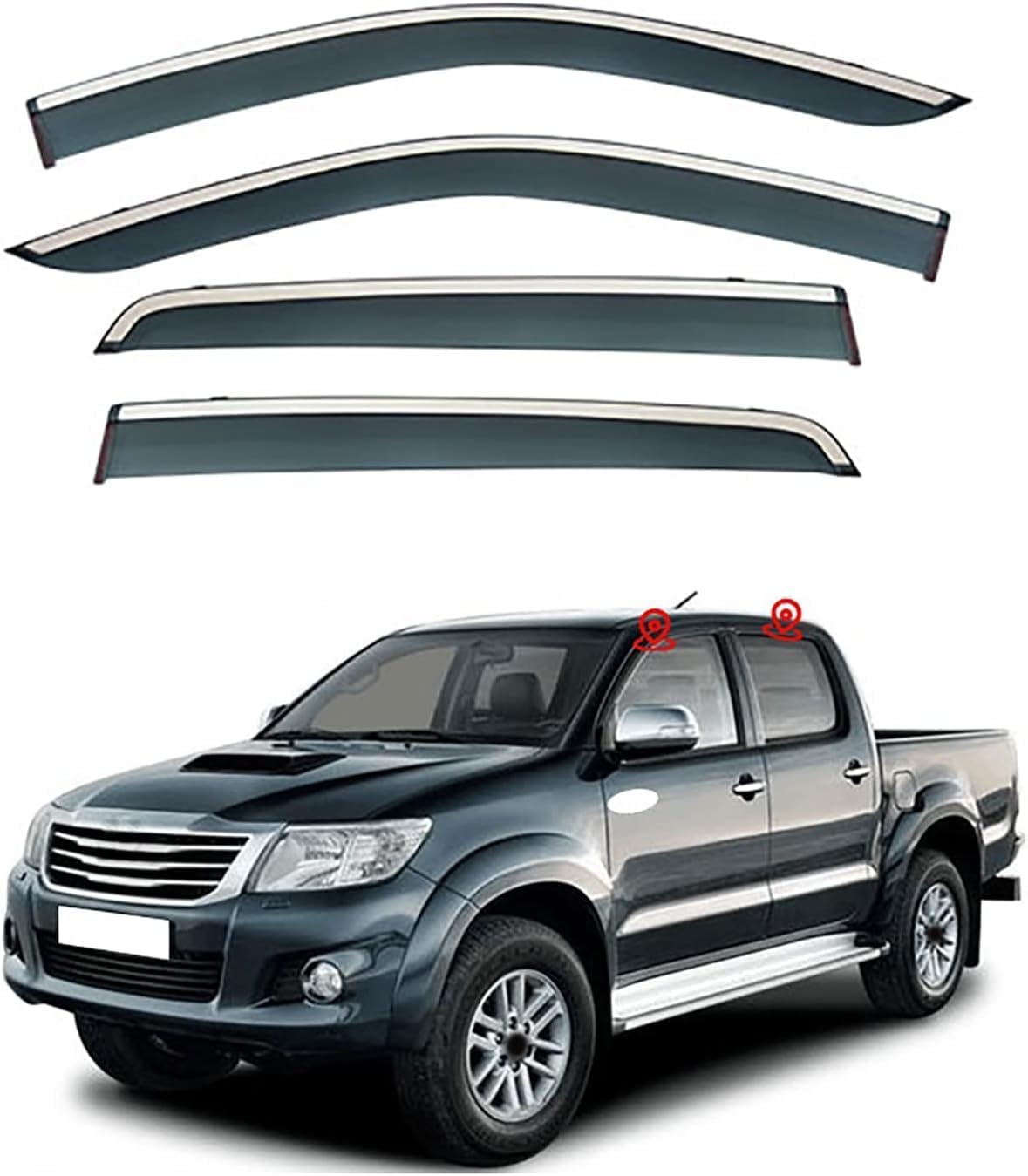 Deflettori Finestrini Toyota Hilux VII 2005-2015 - Protezione Pioggia E Riduzione Rumore - Installazione Semplice - Foto 11