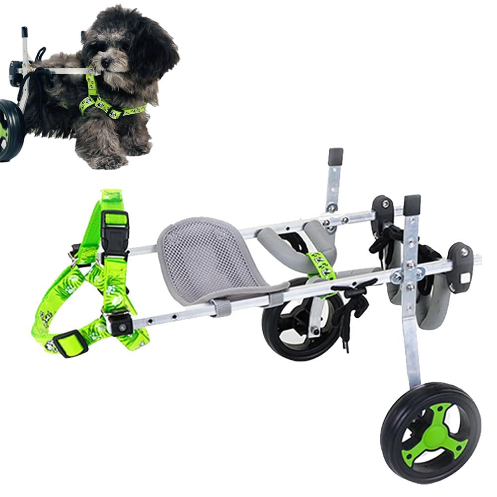 Pets Cart,Dog Wheelchair for Large Dogs, Adjustable Pet Mobility Cart with PVC Tires Lightweight Aluminum Frame Rear Leg Support Injured Dogs Rehabilitation 2 wheels XS